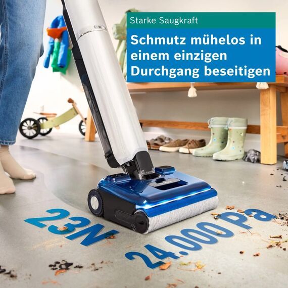 Bosch Serie 4 BHF41WM Stabstaubsauger/Elektrischer Besen Standstaubsauger Akku Trocken&Nass Beutellos Schwarz, Blau, Weiß 4 Ah, 7 image