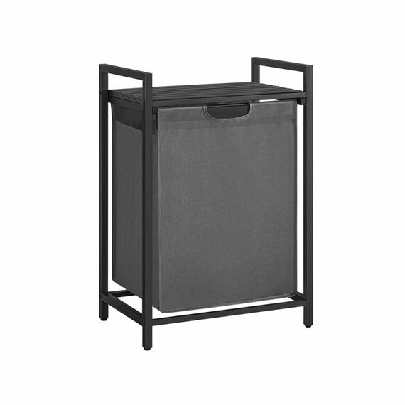 Vasagle BLH101G01 Wäschekorb 65 l Rechteckig Stoff, MDF-Platten, Stahl Schwarz, Grau