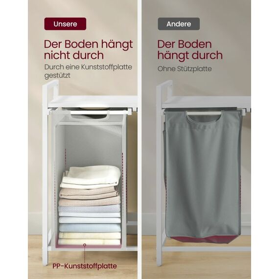 Vasagle BLH201W11 Wäschekorb 92 l Rechteckig MDF-Platten, Oxford, Stahl Grau, 4 image