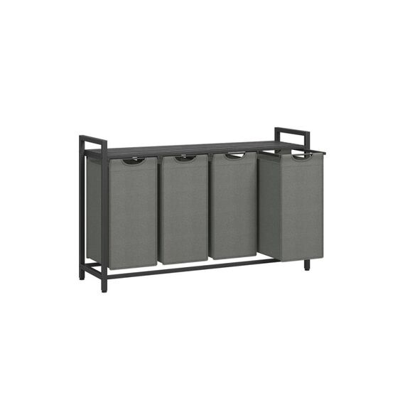 Vasagle BLH401G01 Wäschekorb 160 l Rechteckig MDF-Platten, Oxford, Polypropylen (PP), Stahl Schwarz, Grau