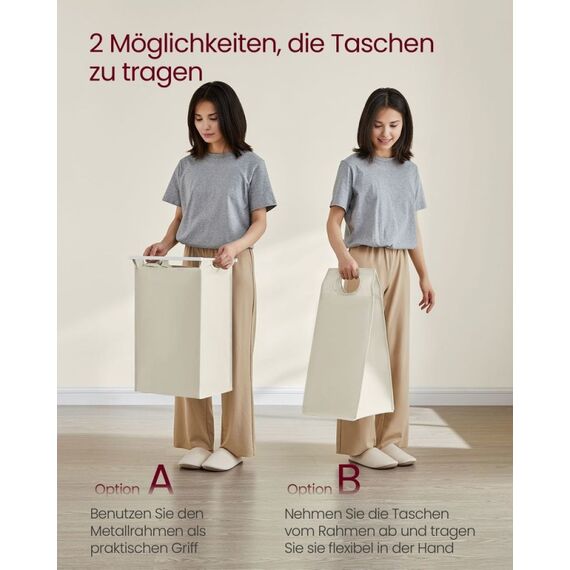 Vasagle BLH401W01 Wäschekorb Rechteckig MDF-Platten, Oxford, Stahl Weiß, 5 image