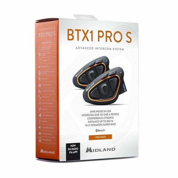 Midland BTX1 Pro S Motorrad-Sprechanlage 800 m Schwarz, Orange, 4 image