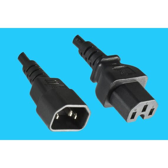 Diggelmann C14C15BK10-1.5 Stromkabel Schwarz 1,5 m C14-Koppler C15-Koppler