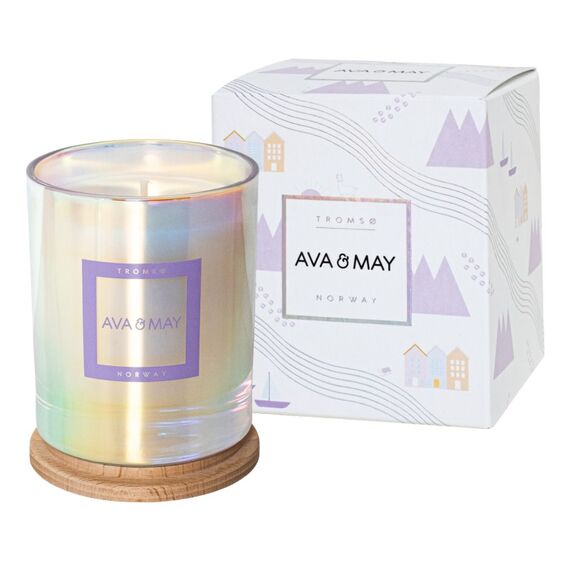 AVA & MAY CA-TRS-200 Wachskerze Zylinder Moschus, Orangenblüte, Tonka-Bohne Blau, Kupfer, Violett, Silber, Holz 1 Stück(e)