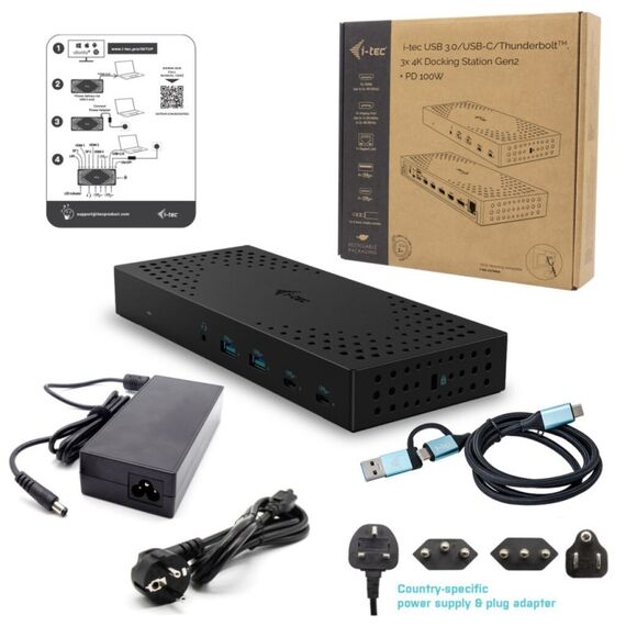 i-tec USB 3.0 / USB-C / Thunderbolt, 3x 4K Docking Station Gen 2 + Power Delivery 100W, 10 image
