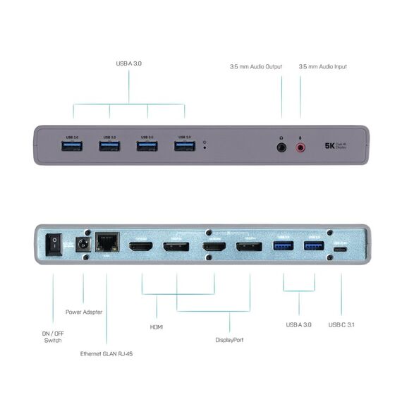 i-tec USB 3.0 / USB-C / Thunderbolt 3 Dual Display Docking Station, 3 image