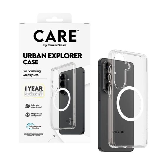 PanzerGlass CARE™ by ® Urban Explorer Case Transparent m. Weiss Qi Samsung Galaxy S26, 5 image
