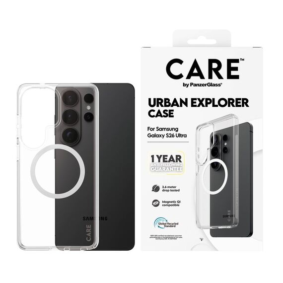 PanzerGlass CARE™ by ® Urban Explorer Case Transparent m. Weiss Qi Samsung Galaxy S26 Ultra, Farbe: Transparent, 2 image