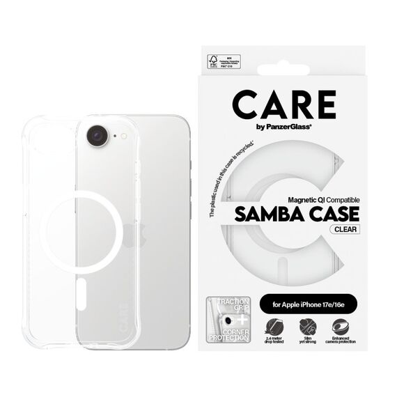 PanzerGlass CARE™ by ® Samba Case Transparent m. Weiß Qi Compatible iPhone 17e | 16e, 2 image