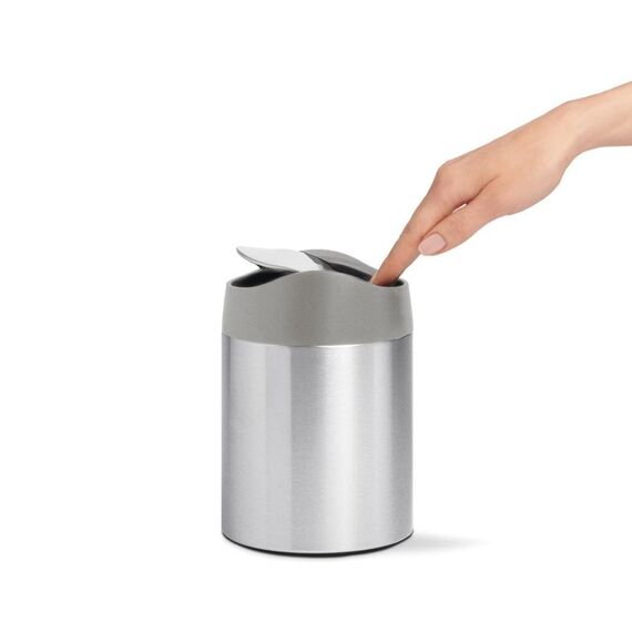 simplehuman CW2084 Mülleimer 1,5 l Rund Kunststoff, Edelstahl Gebürsteter Stahl, Grau