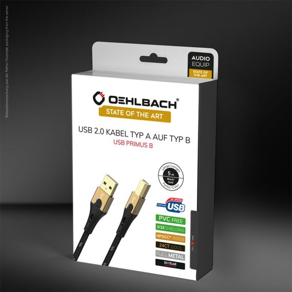 OEHLBACH USB Primus B USB Kabel USB 2.0 0,5 m USB A USB B 0,48 Gbit/s Schwarz, Gold, Länge: 0,5 m, 3 image