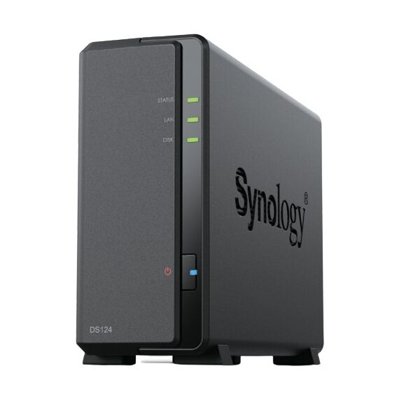 Synology DiskStation DS124 NAS Desktop Realtek RTD1619B 1 GB DDR4 4 TB HDD DiskStation Manager Schwarz, Kapazität: 4 TB