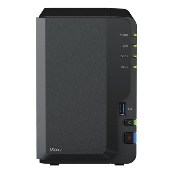 Synology DiskStation DS223 NAS Desktop Realtek RTD1619B 2 GB DDR4 12 TB HDD DiskStation Manager Schwarz, Kapazität: 12 TB
