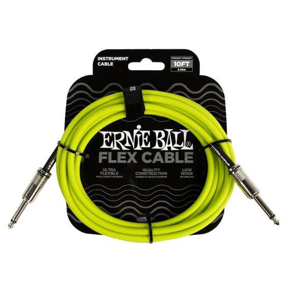 Ernie Ball Flex Cable Audio-Kabel 3,05 m 6.35mm Grün, Farbe: Grün, Länge: 3,05 m