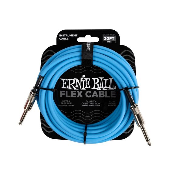 Ernie Ball Flex Cable Audio-Kabel 6,1 m 6.35mm Blau, Farbe: Blau, Länge: 6,1 m