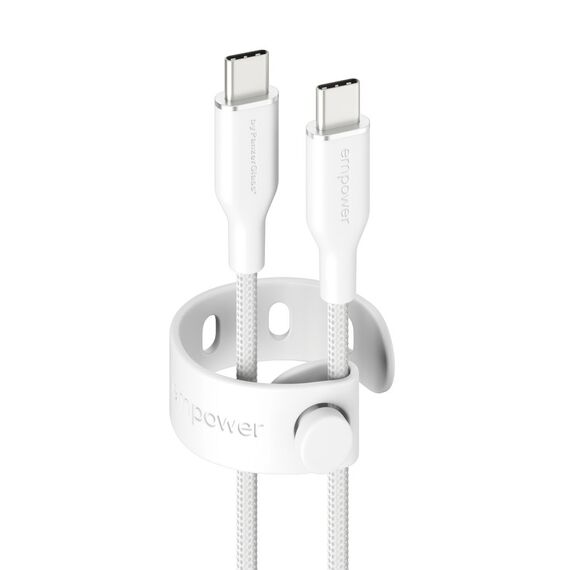 PanzerGlass empower™ by ® Racing 60W USB-C to USB-C Kabel | USB 2.0 | 1.2M | Silber Weiß, Farbe: Weiß