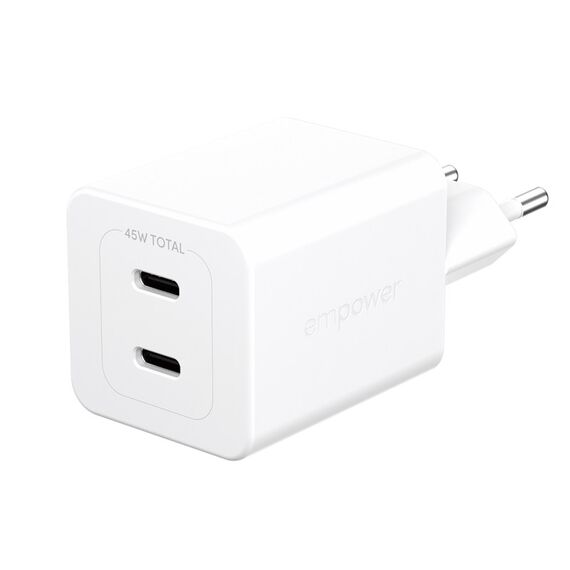 PanzerGlass empower™ by ® Turbo 45W Ladegarät inkl. 2 x USB-C | EU Anschluss | Silber Weiß