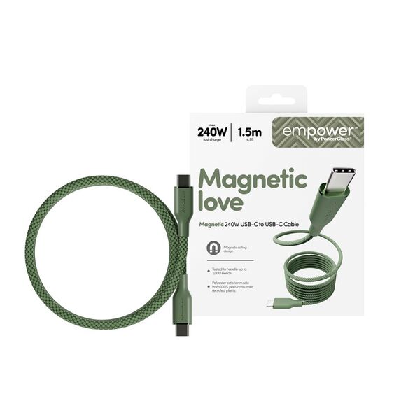PanzerGlass empower™ by ® Magnetic 240W USB-C to USB-C Kabel | USB 2.0 | 1.5M | Sage, 2 image