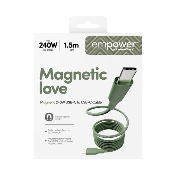 PanzerGlass empower™ by ® Magnetic 240W USB-C to USB-C Kabel | USB 2.0 | 1.5M | Sage, 3 image