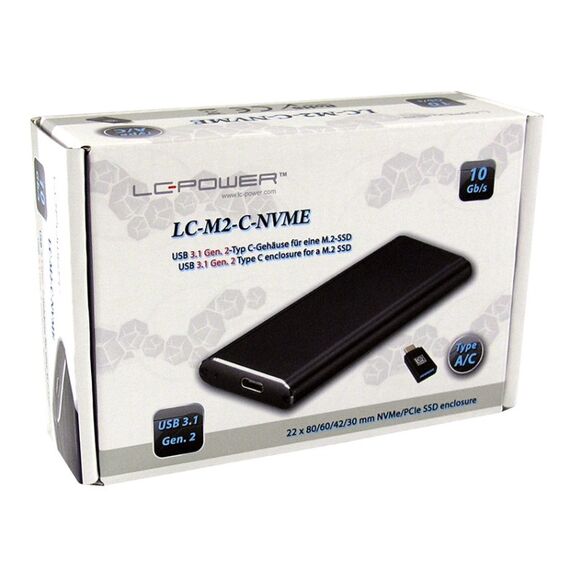 LC-Power LC-M2-C-NVME Speicherlaufwerksgehäuse SSD-Gehäuse Schwarz M.2, 7 image