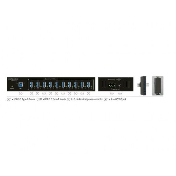 DeLOCK 63919 Schnittstellen-Hub USB 3.2 Gen 1 (3.1 Gen 1) Micro-B 5000 Mbit/s Schwarz, 4 image