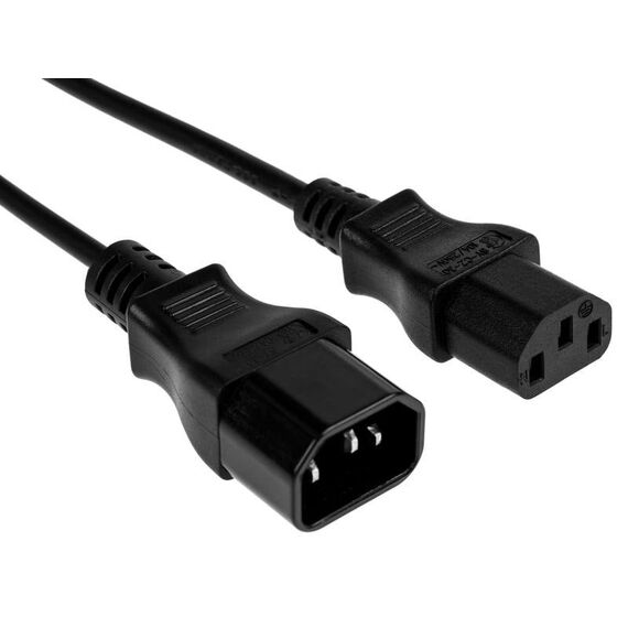 Furber. F00380 Stromkabel Schwarz 1 m C14-Koppler C13-Koppler, Farbe: Schwarz, Länge: 1 m