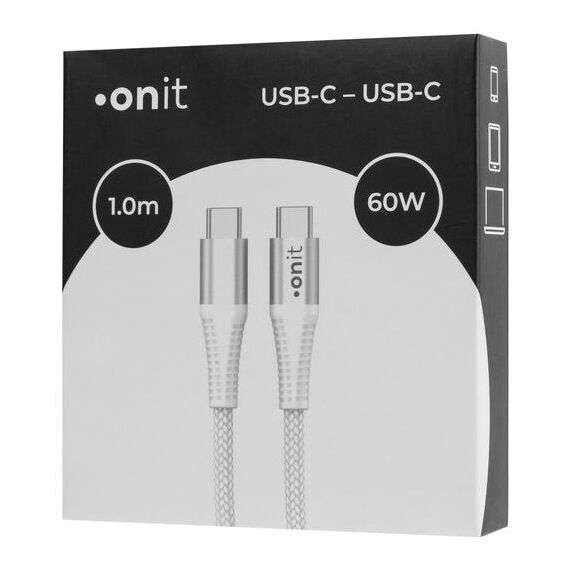 ONIT F00868 USB Kabel USB 3.2 Gen 1 (3.1 Gen 1) 1 m USB C 5 Gbit/s 60 W Weiß, Farbe: Weiß, Länge: 1 m, 2 image