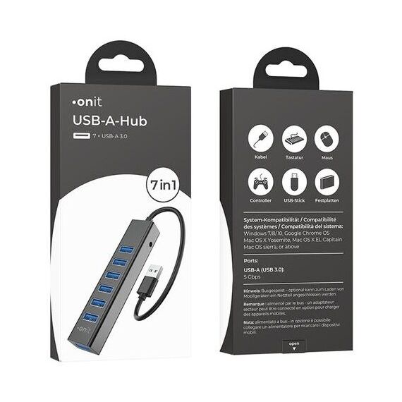 ONIT F01256 Schnittstellen-Hub USB 3.2 Gen 1 (3.1 Gen 1) Type-A 5000 Mbit/s Schwarz, 4 image