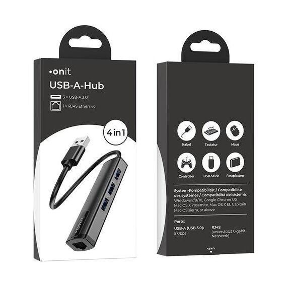 ONIT F01260 Schnittstellen-Hub USB 3.2 Gen 1 (3.1 Gen 1) Type-A 5000 Mbit/s Schwarz, 7 image