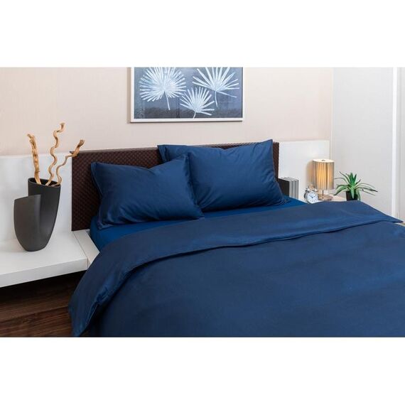 COCON F01280 Bettbezug Navy Satin 200 x 200 cm