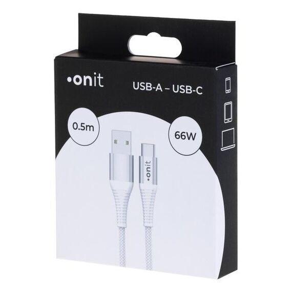 ONIT F01382 USB Kabel USB 2.0 0,5 m USB A USB C 0,48 Gbit/s 66 W Weiß, 2 image