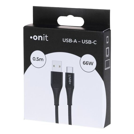 ONIT F01383 USB Kabel USB 2.0 0,5 m USB A USB C 0,48 Gbit/s 66 W Schwarz, 2 image