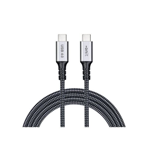 ONIT F01467 USB Kabel USB4 Gen 2x2 3 m USB C 20 Gbit/s 80 W Schwarz, Grau, Farbe: Schwarz, Grau, Länge: 3 m