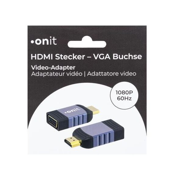ONIT F01493 Kabeladapter VGA (D-Sub) HDMI Schwarz, Grau, 2 image