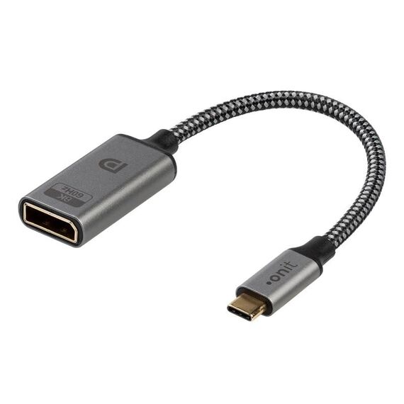 ONIT F01622 Videokabel-Adapter 0,12 m USB Typ-C DisplayPort Schwarz, Grau