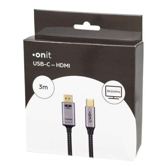 ONIT F01627 Videokabel-Adapter 3 m USB Typ-C HDMI Schwarz, Grau, 2 image