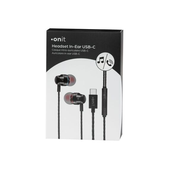 ONIT F01761 Kopfhörer & Headset Kabelgebunden im Ohr Anrufe/Musik USB Typ-C Schwarz, Farbe: Schwarz, Länge: 1,15 m, 3 image