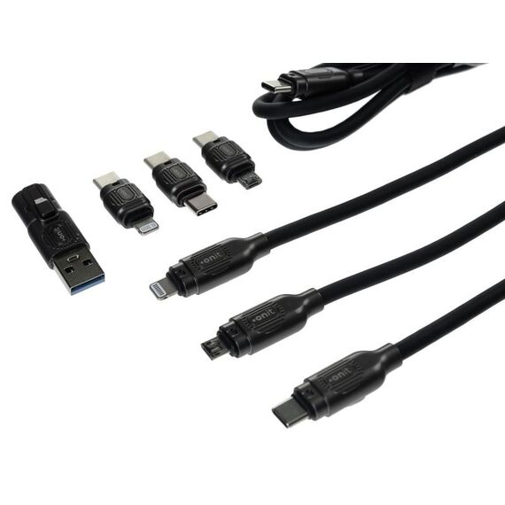 ONIT F02067 USB Kabel USB 3.2 Gen 2 (3.1 Gen 2) 2,6 m USB A/USB C USB C/Micro-USB B/Lightning 10 Gbit/s 240 W Schwarz, 3 image