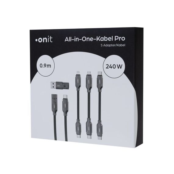 ONIT F02068 USB Kabel USB 3.2 Gen 2 (3.1 Gen 2) 0,9 m USB A/USB C USB C/Micro-USB B/Lightning 10 Gbit/s 240 W Schwarz, 6 image