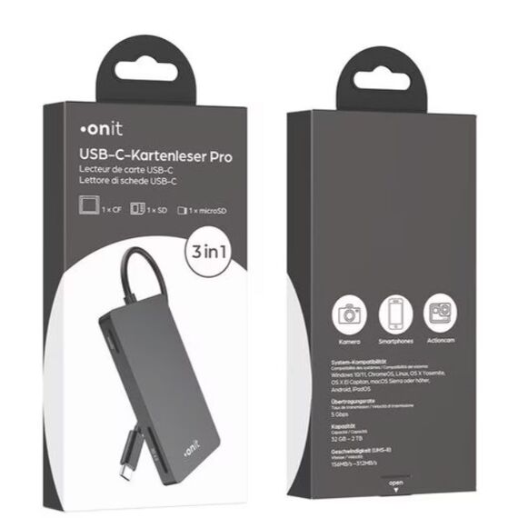 ONIT F02508 Kartenleser USB 3.2 Gen 1 (3.1 Gen 1) Type-C Schwarz, 9 image