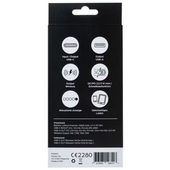 ONIT F02592 Powerbank Lithium Polymer (LiPo) 10000 mAh Kabelloses Aufladen Schwarz, 11 image