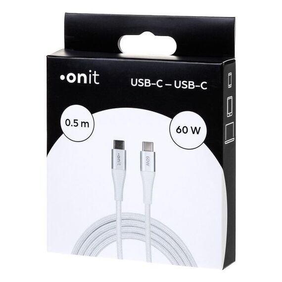 ONIT F02666 USB Kabel USB 3.2 Gen 1 (3.1 Gen 1) 0,5 m USB C 5 Gbit/s 60 W Weiß, 4 image