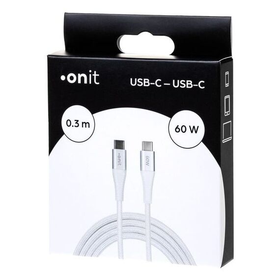 ONIT F02667 USB Kabel USB 3.2 Gen 1 (3.1 Gen 1) 0,3 m USB C 5 Gbit/s 60 W Weiß, Farbe: Weiß, Länge: 0,3 m, 4 image