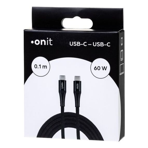 ONIT F02671 USB Kabel USB 3.2 Gen 1 (3.1 Gen 1) 0,1 m USB C 5 Gbit/s 60 W Schwarz, Farbe: Schwarz, Länge: 0,1 m, 4 image
