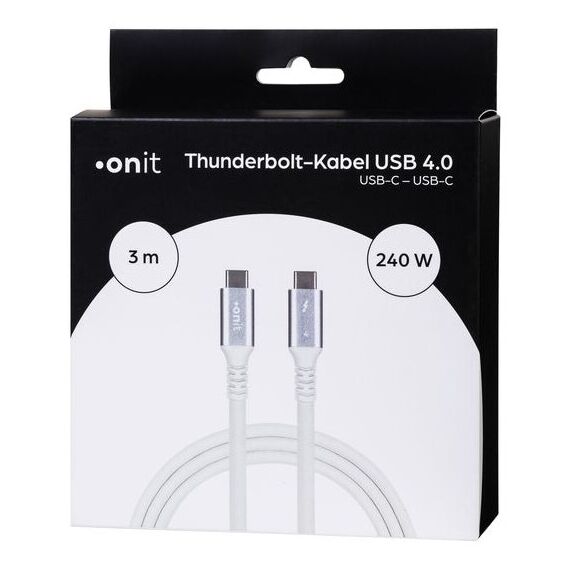 ONIT F02673 Thunderbolt-Kabel 3 m 40 Gbit/s Weiß, 3 image