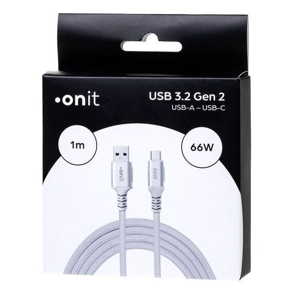 ONIT F02679 USB Kabel USB 3.2 Gen 2 (3.1 Gen 2) 1 m USB C USB A 10 Gbit/s 66 W Weiß, Farbe: Weiß, Länge: 1 m, 3 image