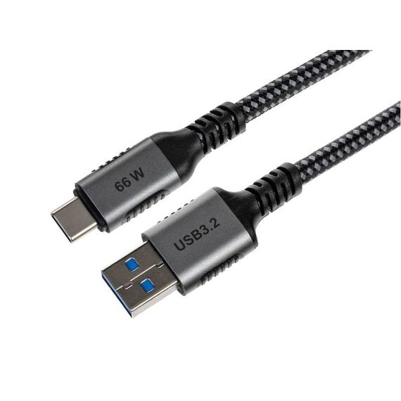 ONIT F02678 USB Kabel USB 3.2 Gen 2 (3.1 Gen 2) 1 m USB C USB A 10 Gbit/s 66 W Schwarz, Grau, Farbe: Schwarz, Grau, Länge: 1 m, 2 image