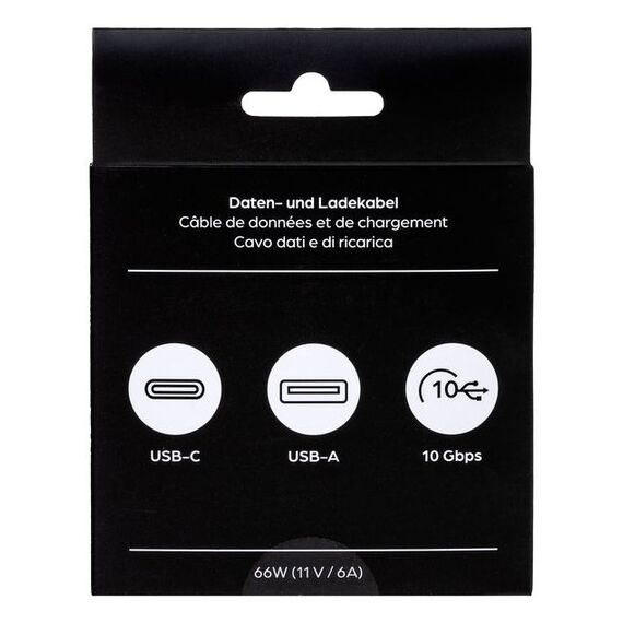 ONIT F02678 USB Kabel USB 3.2 Gen 2 (3.1 Gen 2) 1 m USB C USB A 10 Gbit/s 66 W Schwarz, Grau, Farbe: Schwarz, Grau, Länge: 1 m, 4 image