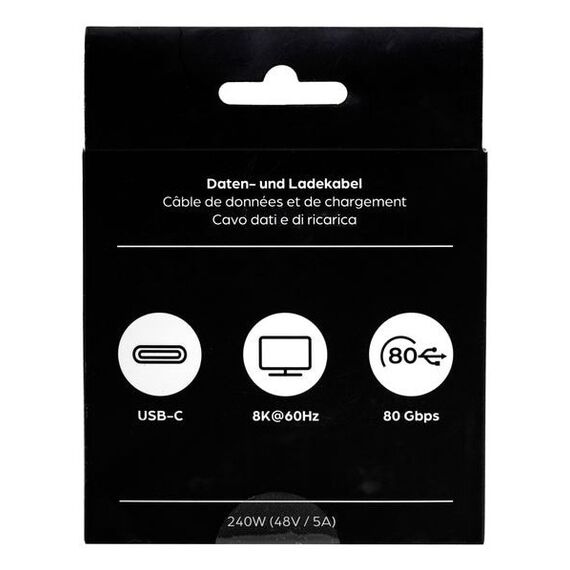 ONIT F02928 USB Kabel USB4 Gen 2x2 1 m USB C 80 Gbit/s 240 W Schwarz, Grau, Farbe: Schwarz, Grau, Länge: 1 m, 5 image