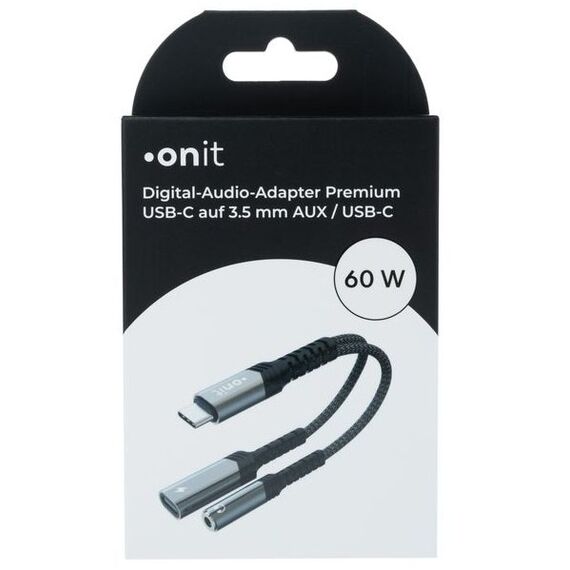 ONIT F02930 Kabeladapter USB-C 3.5 mm jack Schwarz, 3 image